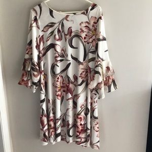 Flutter sleeve floral swing dress